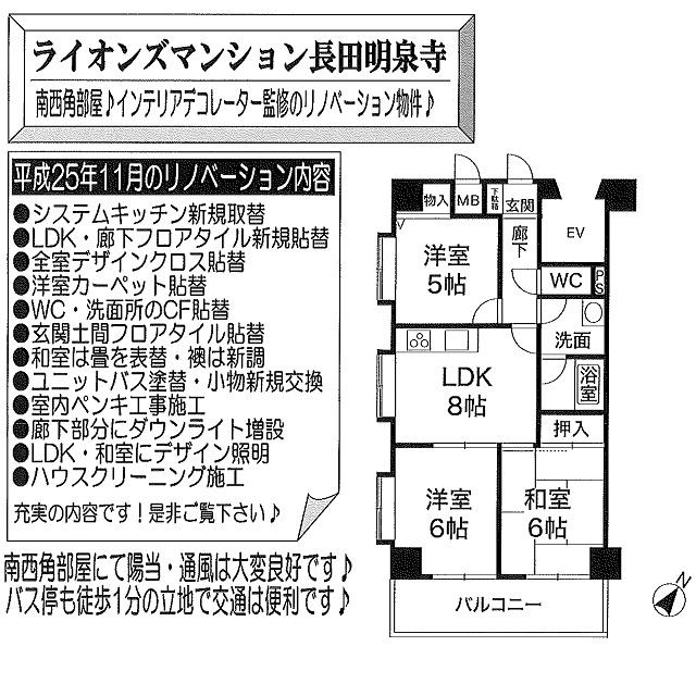 Floor plan. 3LDK, Price 8.7 million yen, Occupied area 55.35 sq m , Balcony area 8.25 sq m
