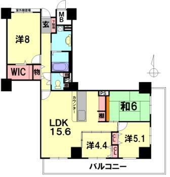 Floor plan. 4LDK, Price 24,900,000 yen, Occupied area 91.53 sq m , Balcony area 25.55 sq m