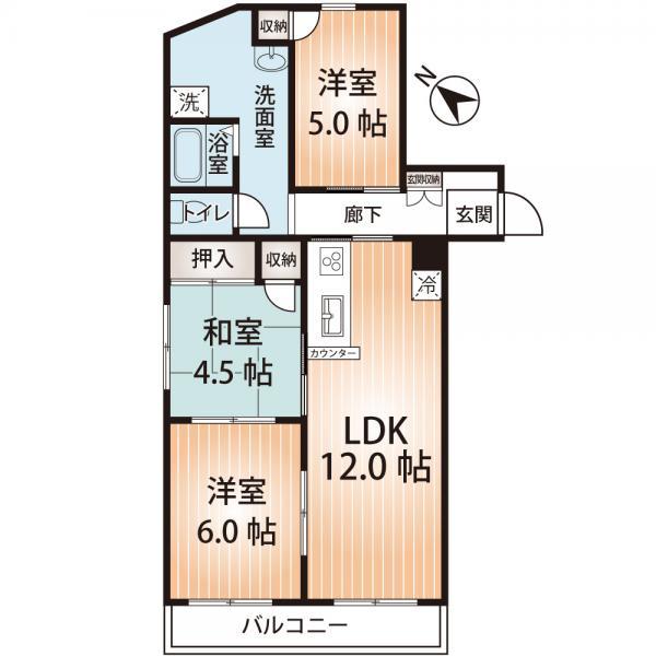 Floor plan. 3LDK, Price 9 million yen, Footprint 58.8 sq m , There are three balcony area 5.7 sq m room, Floor plan of peace of mind can have your child.