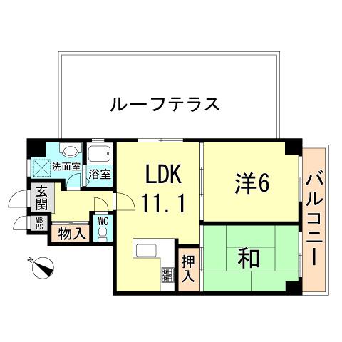 Floor plan. 2LDK, Price 7.8 million yen, Occupied area 53.48 sq m , Balcony area 6.55 sq m