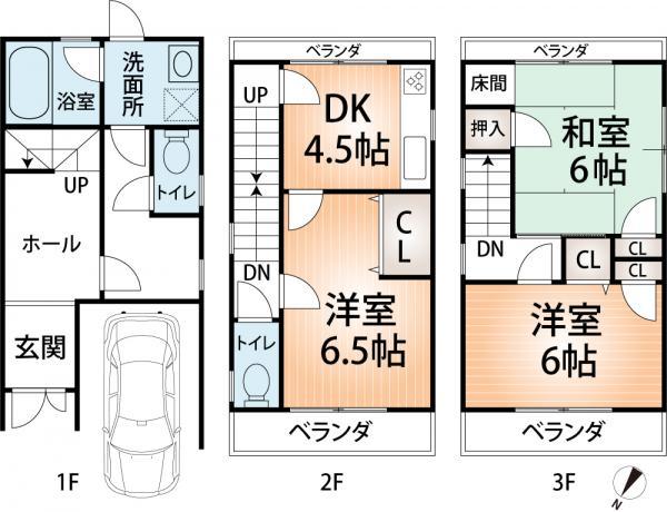 Floor plan. 13.8 million yen, 3DK, Land area 44.17 sq m , Building area 79.47 sq m