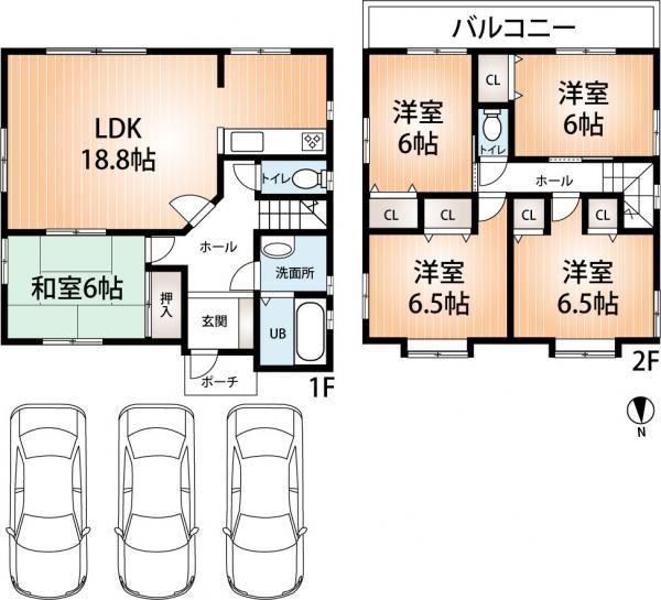 Floor plan. 27,900,000 yen, 5LDK, Land area 139.39 sq m , Building area 110.16 sq m floor plan drawings