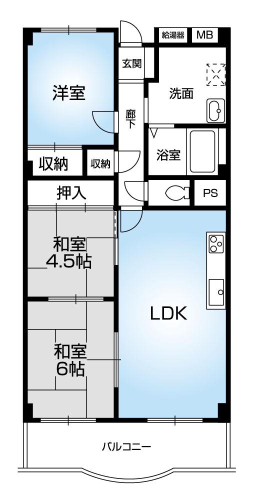 Floor plan. 3LDK, Price 8.3 million yen, Occupied area 68.33 sq m , Balcony area 8.22 sq m Mato (3LDK) 2013 August renovation completed.