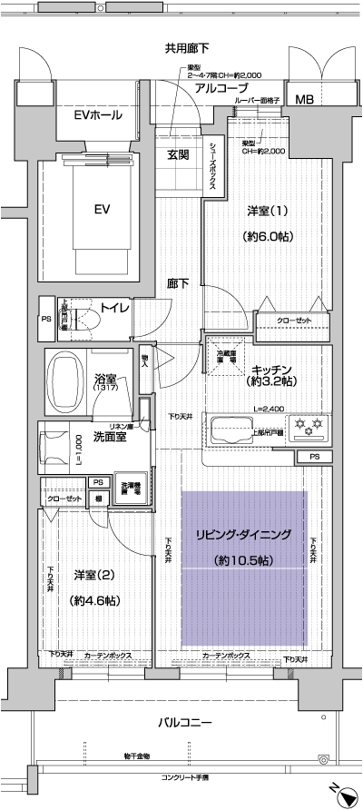 Floor: 2LDK, occupied area: 55.67 sq m, Price: 21.9 million yen