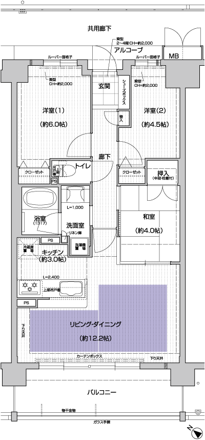 Floor: 3LDK, occupied area: 64.61 sq m, Price: 25.2 million yen