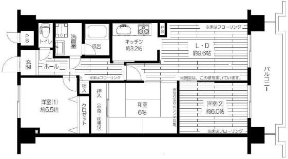 Floor plan. 2LDK, Price 7.5 million yen, Occupied area 67.86 sq m , Balcony area 10.14 sq m
