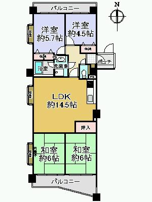 Floor plan. 4LDK, Price 10.9 million yen, Occupied area 74.52 sq m , Balcony area 12.78 sq m