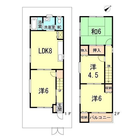 Floor plan. 16.8 million yen, 4LDK, Land area 56.45 sq m , Building area 63.98 sq m