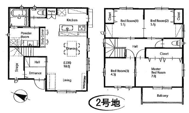 Floor plan. 30,800,000 yen, 4LDK, Land area 87.76 sq m , Building area 100.98 sq m