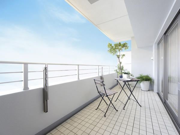 balcony ・ terrace ・ Private garden.  [balcony] Spacious balcony of Dehaba 2m. Place the garden table and chairs for outdoor living. Wide balcony, Also it brings a breadth and relaxed in the room (empty CG synthesis in G type model room photo (September 2012 shooting). In fact a slightly different)