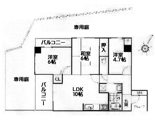 Floor plan. 3KK, Price 15 million yen, Occupied area 61.08 sq m , Balcony area 9 sq m