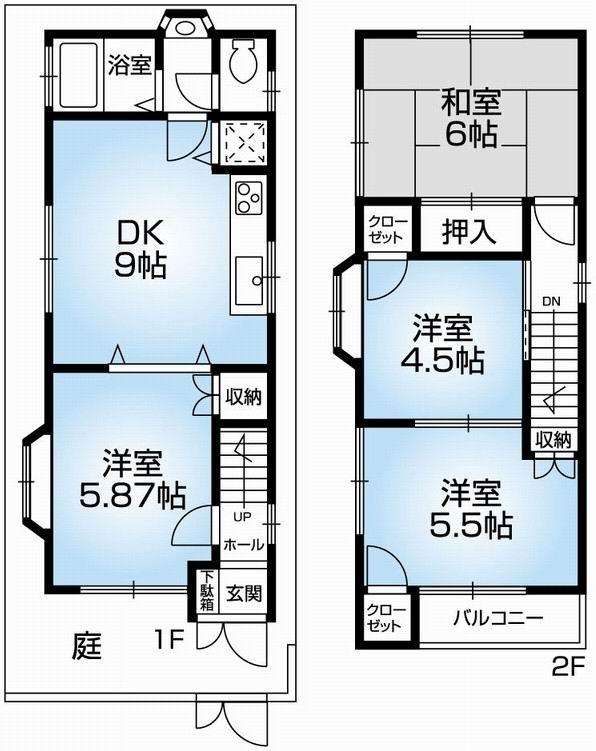 Floor plan. 16.8 million yen, 4DK, Land area 56.45 sq m , Building area 63.98 sq m Mato (4DK). 2013 July renovation completed. Life convenient flat land. Yang This good at MinamiMuko.