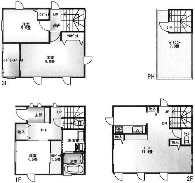Floor plan. 31,800,000 yen, 3LDK, Land area 57.41 sq m , Building area 100.91 sq m