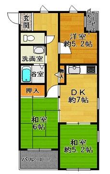 Floor plan. 3DK, Price 10.5 million yen, Occupied area 59.52 sq m , Balcony area 4.05 sq m