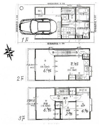 Floor plan. 20,300,000 yen, 4LDK, Land area 47.63 sq m , Building area 88.04 sq m