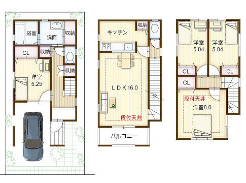 Floor plan. (No. 4 destination model house), Price 35,070,000 yen, 4LDK, Land area 67.92 sq m , Building area 101.84 sq m