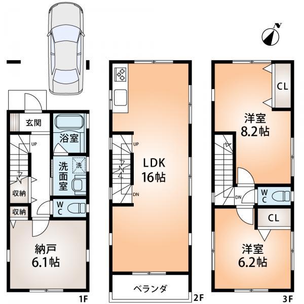 Floor plan. 27.5 million yen, 3LDK, Land area 106.1 sq m , Building area 84.37 sq m