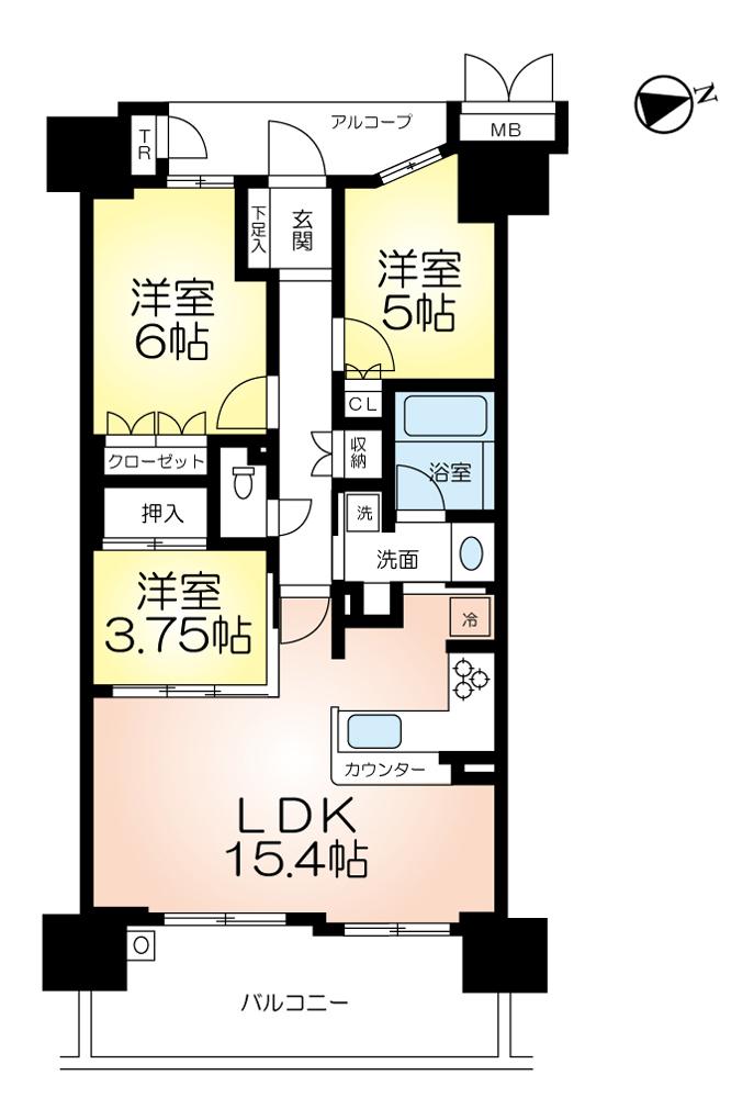 Floor plan. 3LDK, Price 22,800,000 yen, Occupied area 68.09 sq m , Balcony area 11.79 sq m