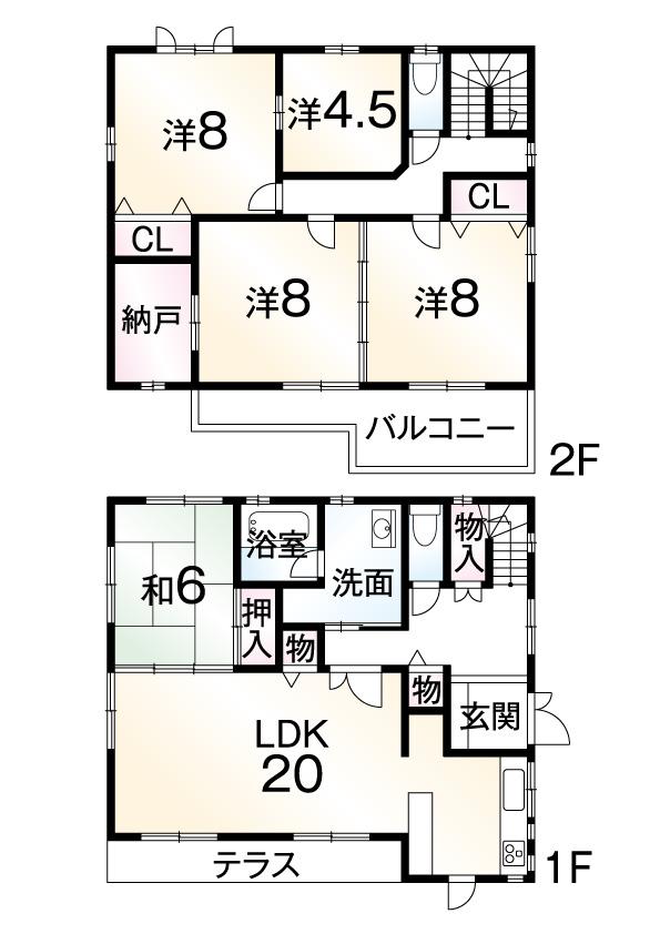 Floor plan. 39,800,000 yen, 5LDK, Land area 238.43 sq m , Building area 176.53 sq m