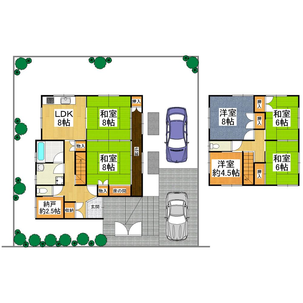 Floor plan. 39,800,000 yen, 6LDK + S (storeroom), Land area 222.79 sq m , Building area 128.76 sq m