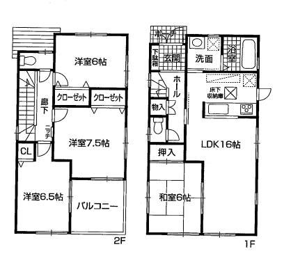 Floor plan. 27.3 million yen, 4LDK, Land area 120.66 sq m , Building area 96.96 sq m