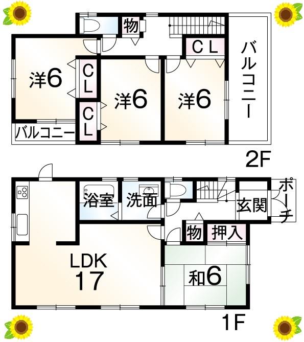 Floor plan. 20.8 million yen, 4LDK, Land area 175.38 sq m , Building area 98.82 sq m