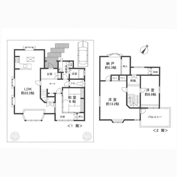 Floor plan. 34,800,000 yen, 3LDK + S (storeroom), Land area 216.05 sq m , Building area 132.79 sq m