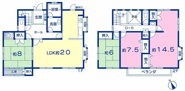 Floor plan. 24,800,000 yen, 4LDK, Land area 215.06 sq m , Building area 137.46 sq m 4LDK 137.46 sq m