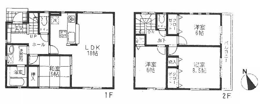 Floor plan. (Building 2), Price 22,800,000 yen, 4LDK, Land area 131.12 sq m , Building area 99.63 sq m