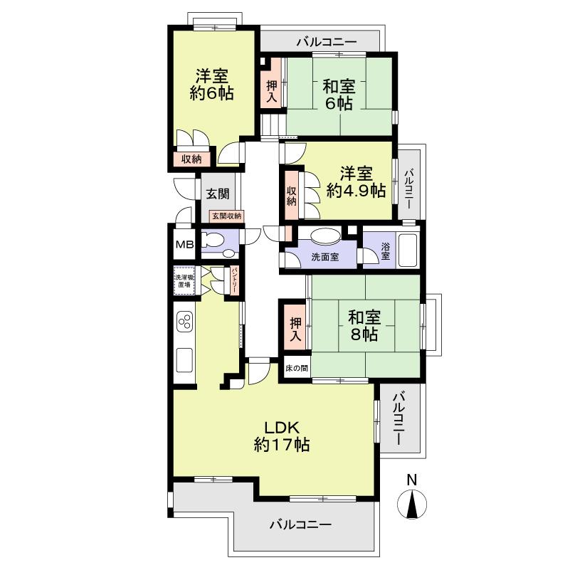 Floor plan. 4LDK, Price 26,900,000 yen, Footprint 105.19 sq m , Balcony area 20 sq m