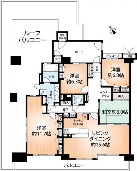Floor plan. 4LDK, Price 41,300,000 yen, Footprint 118.62 sq m , Balcony area 22.81 sq m floor plan drawings