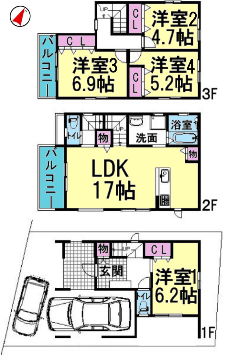 Floor plan. 25,800,000 yen, 4LDK, Land area 78.67 sq m , Building area 117.48 sq m