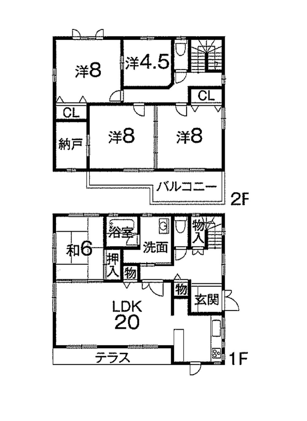 Floor plan. 39,800,000 yen, 5LDK + S (storeroom), Land area 238.43 sq m , It is a building area of ​​138.73 sq m spacious 5SLDK