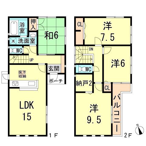 Floor plan. 22,800,000 yen, 4LDK, Land area 131.98 sq m , Building area 101.25 sq m