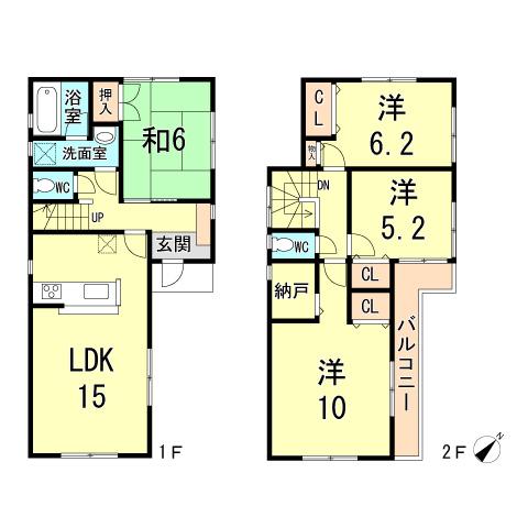 Floor plan. 24,800,000 yen, 4LDK, Land area 126.05 sq m , Building area 97.6 sq m