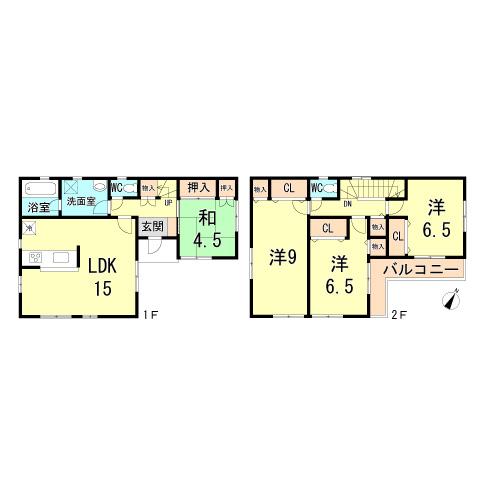 Floor plan. 23.8 million yen, 4LDK, Land area 126.65 sq m , Building area 98.01 sq m