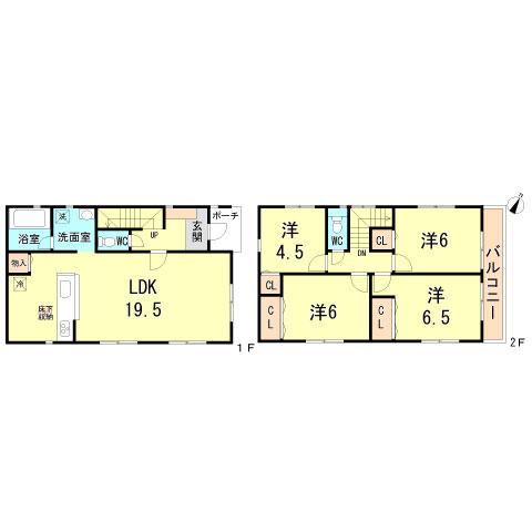 Floor plan. 23.8 million yen, 4LDK, Land area 126.32 sq m , Building area 94.77 sq m