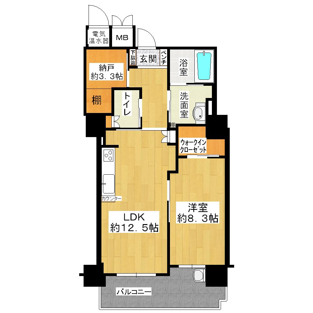 Floor plan. 1LDK + S (storeroom), Price 22,800,000 yen, Occupied area 59.83 sq m , Balcony area 9.61 sq m