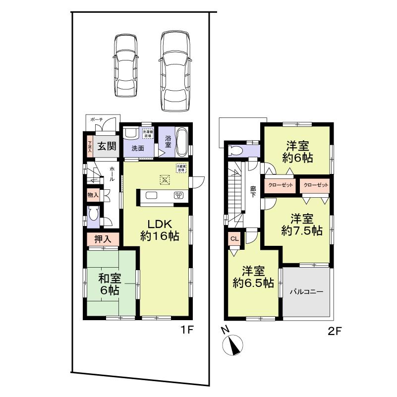 Floor plan. 27.3 million yen, 4LDK, Land area 120.66 sq m , Building area 96.96 sq m