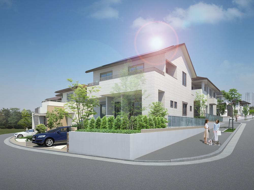 Construction completion expected view. Life of a quiet residential area in the spacious about 50 square meters more than the room. Optimal environment to park in the spacious sky is wide child-rearing generation. Cityscape Rendering CG image