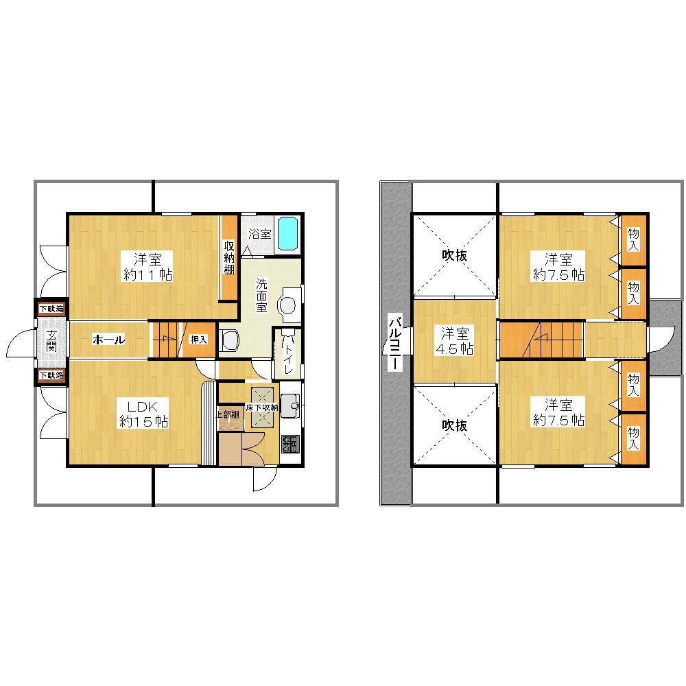 Floor plan. 15.8 million yen, 4LDK, Land area 232.62 sq m , Building area 104.49 sq m