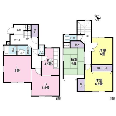 Floor plan. It is 3LDK type!  There is also a toilet on the second floor!