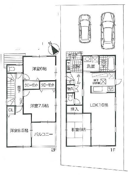Floor plan. 27.3 million yen, 4LDK, Land area 120.66 sq m , Building area 96.96 sq m