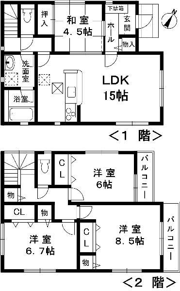 Floor plan. 23.8 million yen, 4LDK + S (storeroom), Land area 126.24 sq m , Building area 99.63 sq m