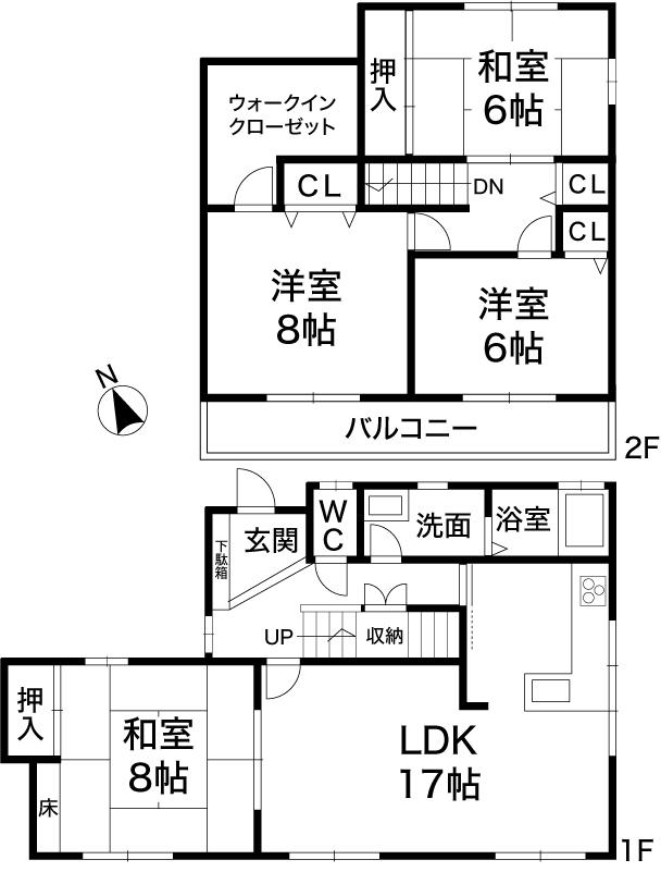 Floor plan. 19,800,000 yen, 4LDK, Land area 175.16 sq m , There is a spacious garden in the building area 109.89 sq m south is good per yang