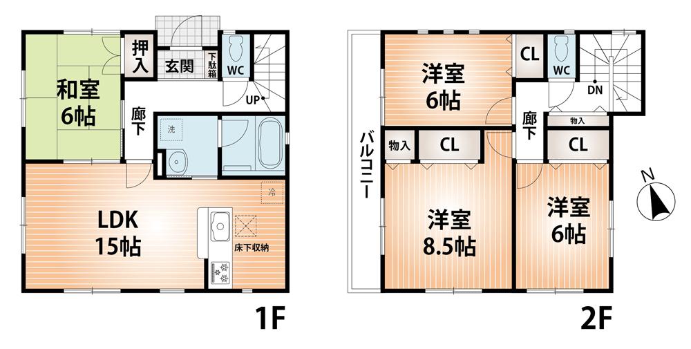Floor plan. (No. 1 point), Price 21,800,000 yen, 4LDK, Land area 131.4 sq m , Building area 97.6 sq m