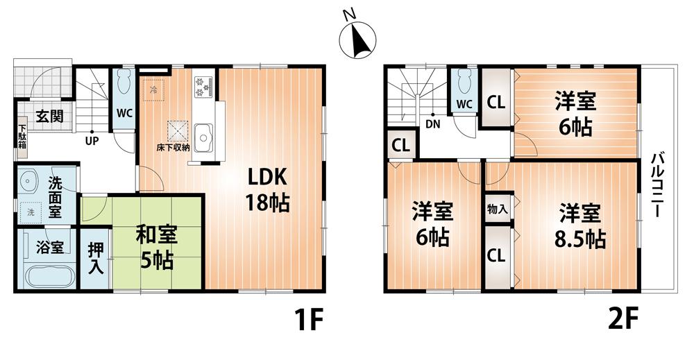 Floor plan. (No. 2 locations), Price 22,800,000 yen, 4LDK, Land area 131.12 sq m , Building area 99.63 sq m