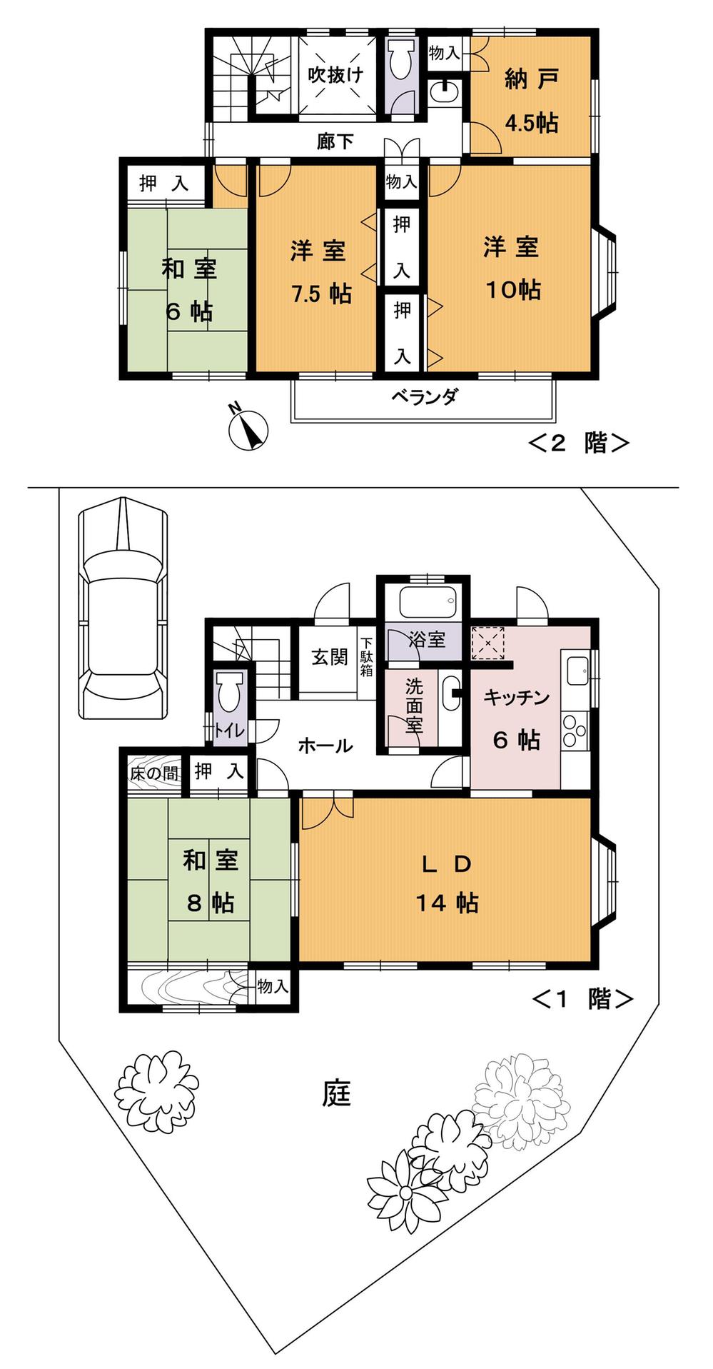 Floor plan. 22,800,000 yen, 4LDK + S (storeroom), Land area 215.06 sq m , Building area 137.46 sq m