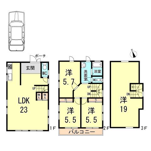 Floor plan. 17.8 million yen, 4LDK, Land area 103.44 sq m , Building area 126.2 sq m