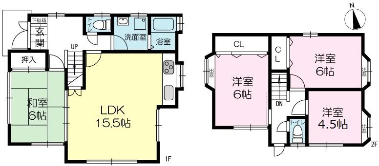 Floor plan. 13,900,000 yen, 4LDK, Land area 100.49 sq m , Building area 88.29 sq m